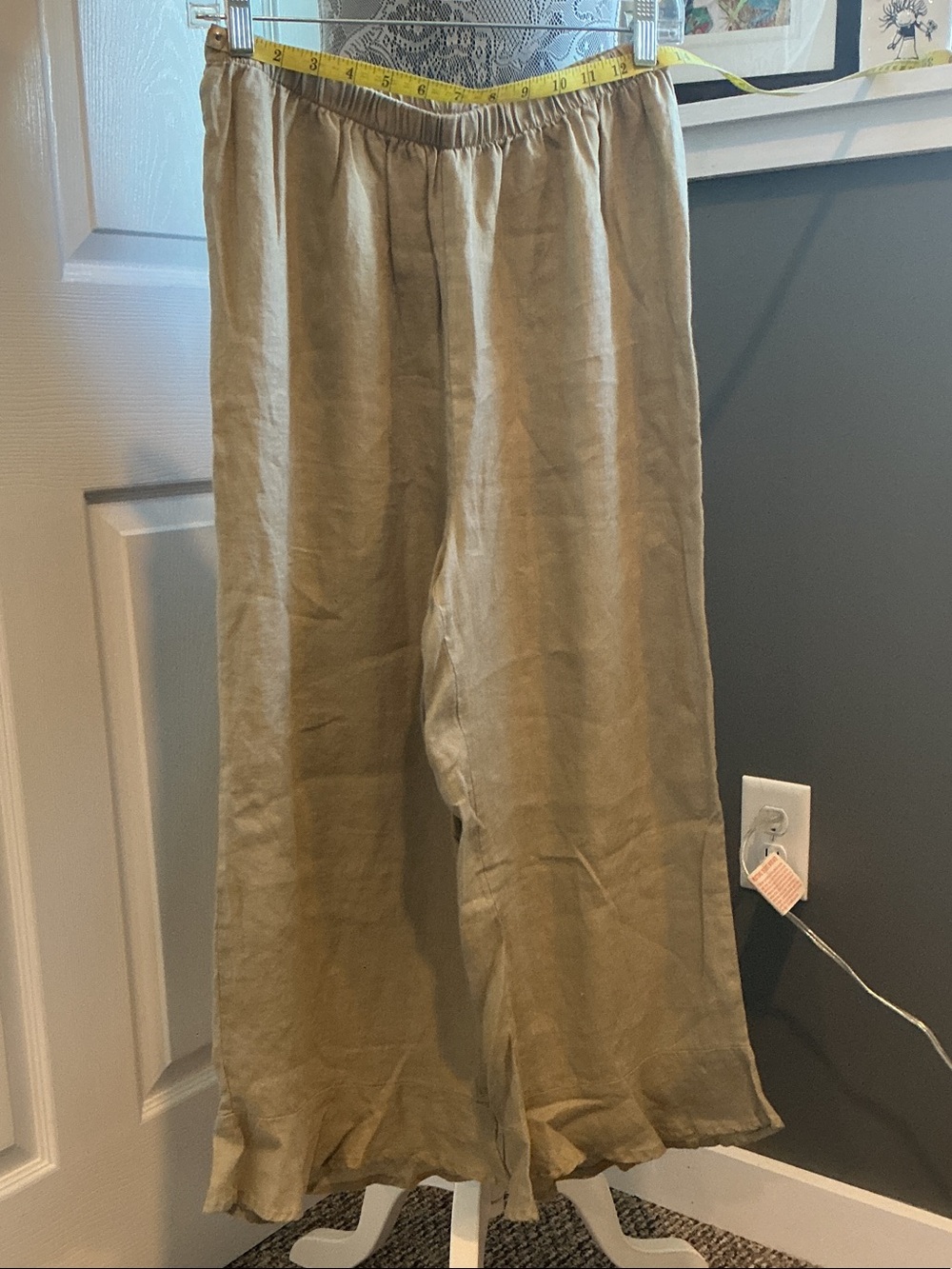 Flax Women's Linen-Cotton Ankle Pants in Light Khaki